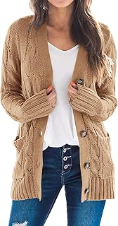 PRETTYGARDEN Women's Open Front Cardigan Pullover Fashion Button Down Cable Kint Chunky Outwear Winter Coats