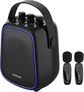Voice Amplifier with 2 Wireless Lavalier Mics, 36W Portable PA System | for Teachers, Trainers & Presenters, Compact Speaker with Microphone for Classroom, Meetings & Training – WB100