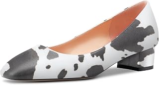 HEUIVZAR Women's Heel Heel Pumps Square Toe Kitten Bottom Chunky Block Heel Slip-on Matte Dress Shoes Bride Holiday 3.5CM