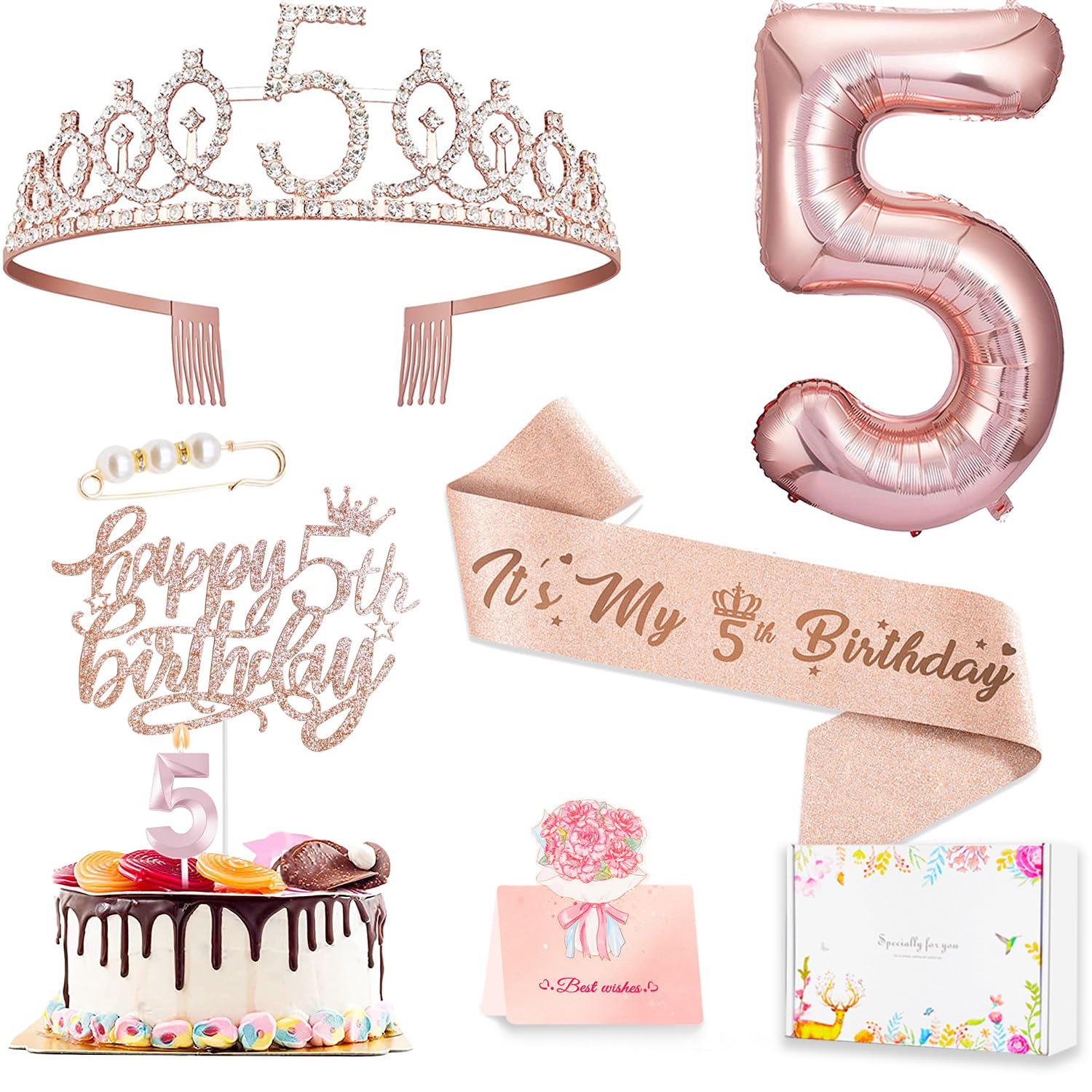 5th Birthday Decorations for Girls | 5 year old Birthday Decorations Girl, Birth
