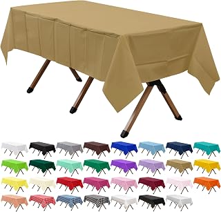 2 Pack Gold Premium Plastic Tablecloth Rectangle 54 x 108 Inches Reusable Shinning Harvest Gold Decorative Table Cover for Dining, Wedding, Party, Indoor and Outdoor use