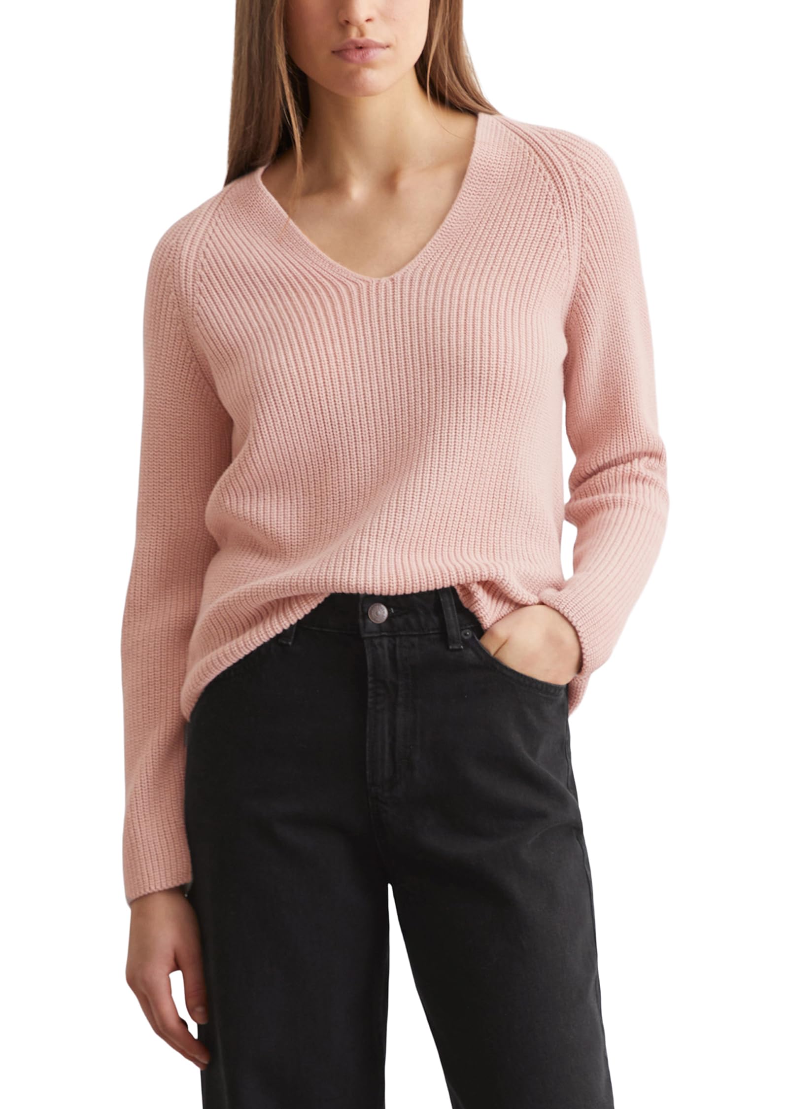Marc OPolo Women's Organic Cotton Knitted Pullover with V Neck