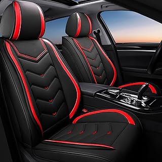 Car Seat Covers Fit for Ford Maverick 2000-2026, Stylish Sport Seat Covers, Waterproof Wear-Resistant Premium Nappa Leather Car Seat Cover.(2 Pcs Front/Black Red)