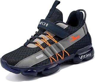 JMFCHI Boys Running Shoes Breathable Mesh Slip-On Athletic Tennis Sneakers