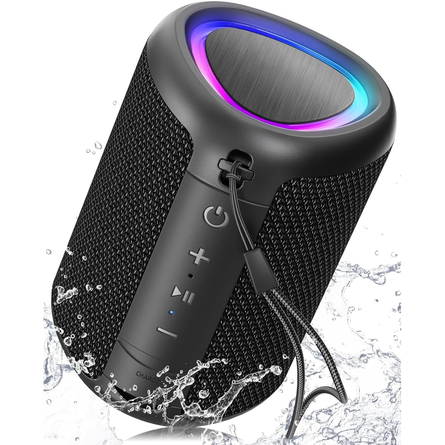 Portable Bluetooth Speaker with Lights, Powerful Crystal Clear Sound, IPX5 Water
