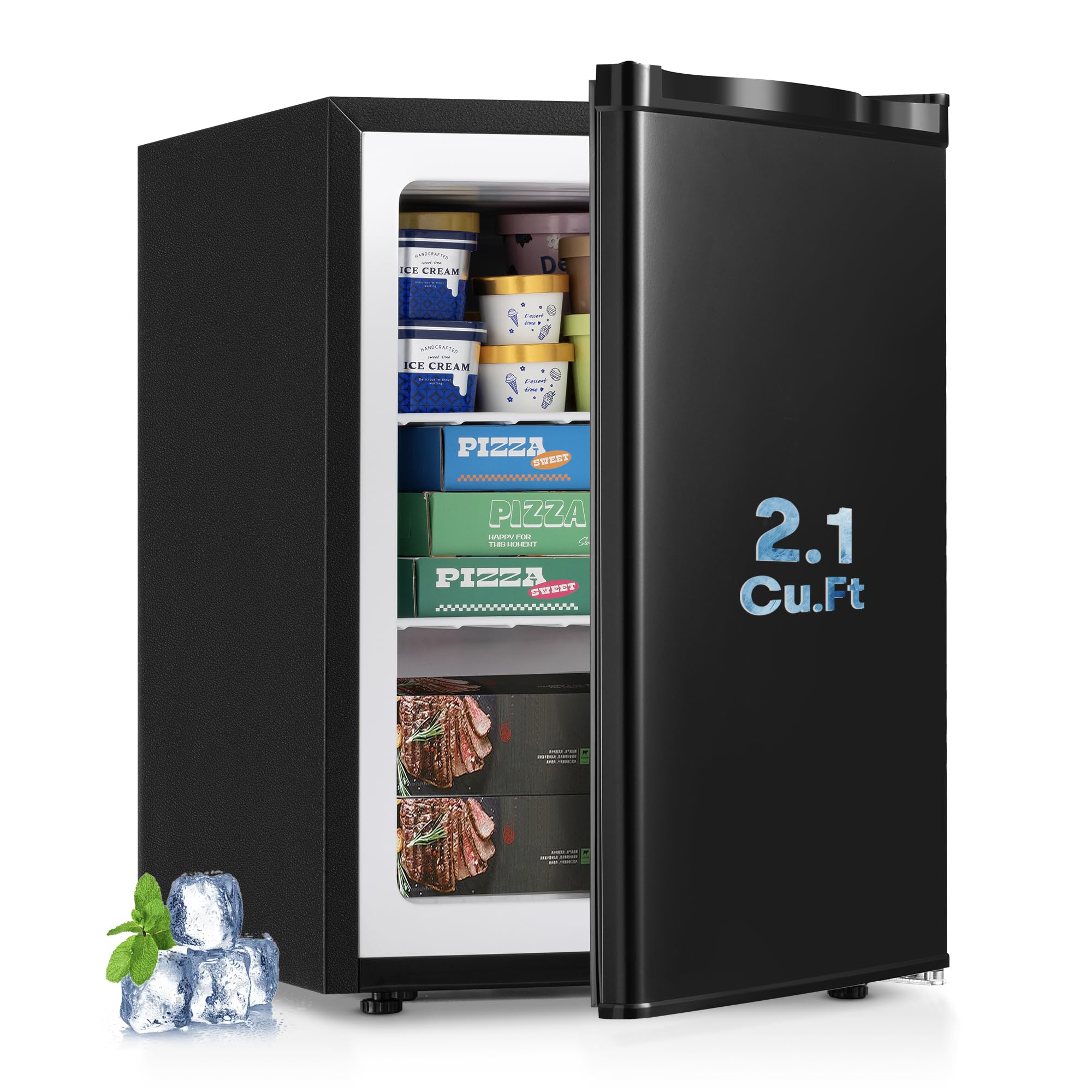 Erivess 2.1 Cu.ft Upright Freezer, Small Mini Freezer with 7 Temp Settings | Lar