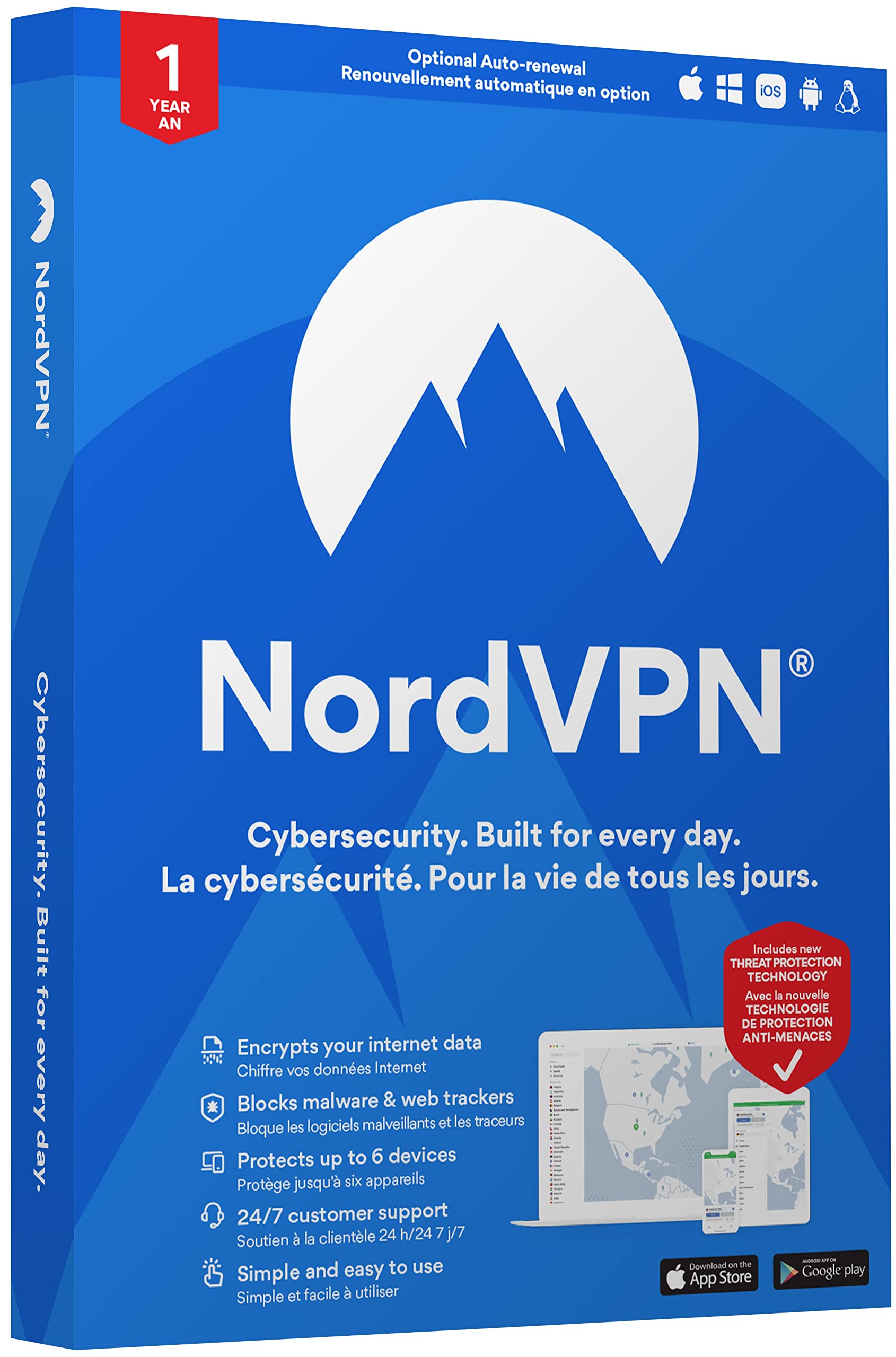 NordVPN Standard - 1-Year VPN & Cybersecurity Software Subscription for 6 Device