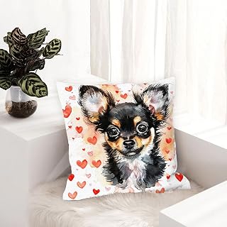 Dog Decorative Cushion Cover 1 Piece Valentine's Day Square Couch Pillow Case Outdoor Farmhouse Pillowcase Cushion Cover Sofa Living Room Bedroom Home Decor 18 X 18 Inches B23
