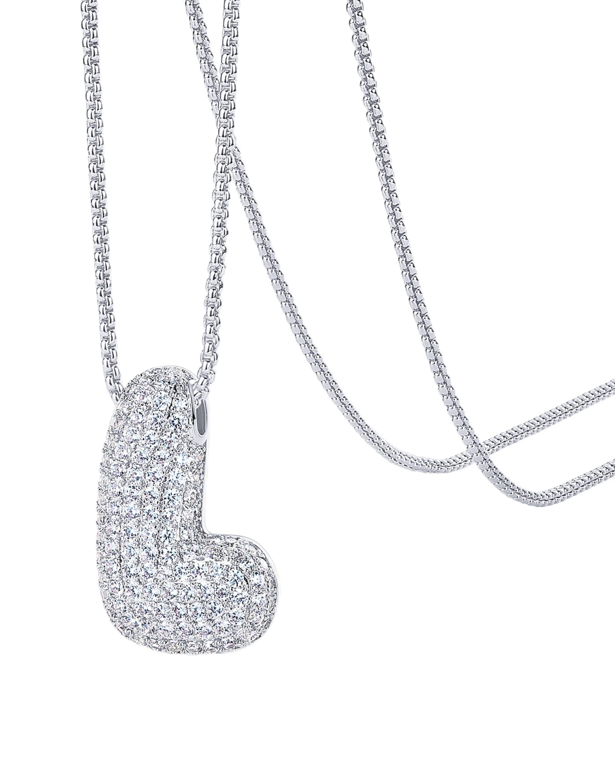 PAVOI 14K Gold Plated CZ Bubble Letter Necklaces for Women, Initial Pendant