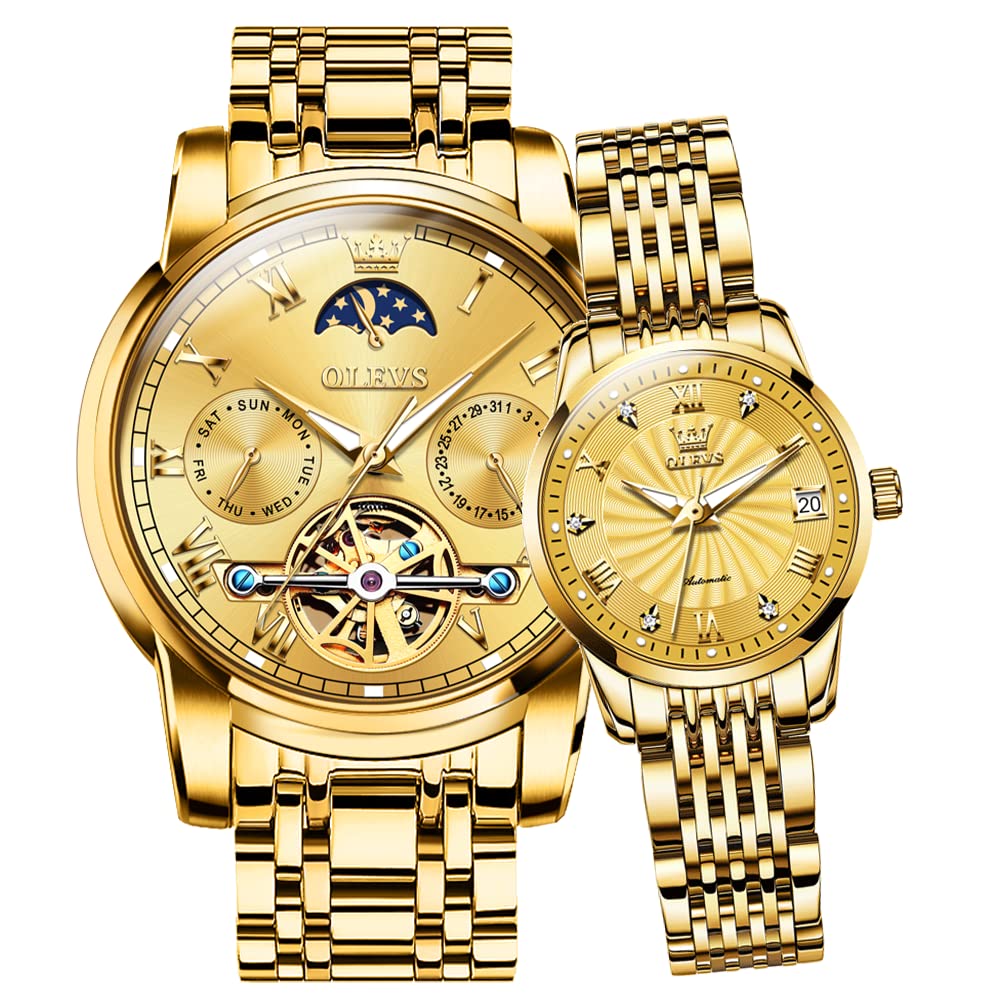 OLEVS Couple Watches Automatic Men Women Watches Set Gift Mechanical Automatic T