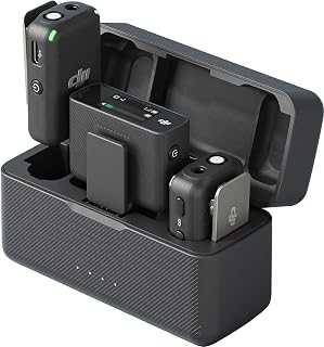 DJI Mic (2 TX + 1 RX + Charging Case), Noise Cancellation, Wireless Lavalier Microphone, 250m (820 ft.) Range, for PC, iPhone, Record Interview, YouTube, Vlogs (Renewed)
