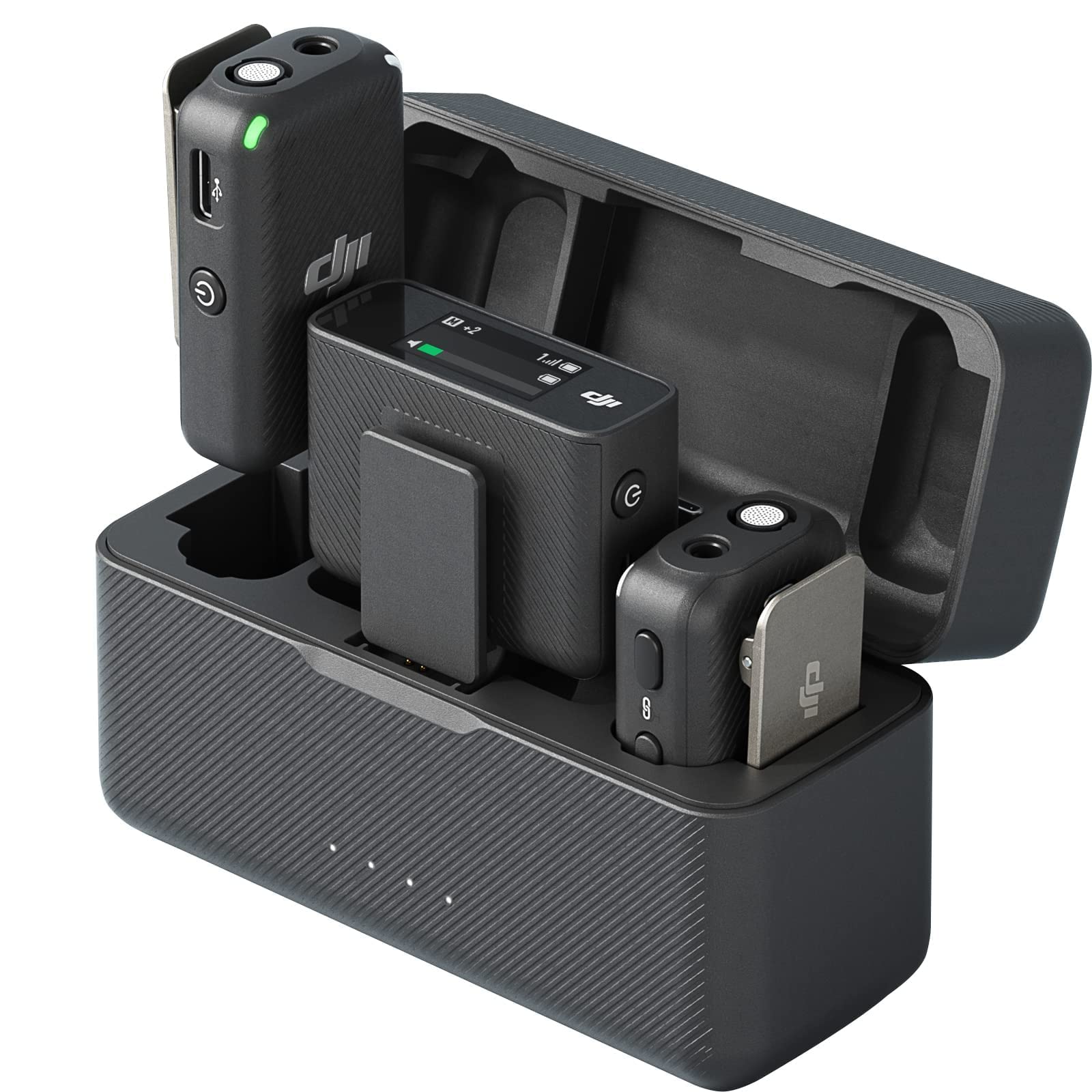DJI Mic (2 TX + 1 RX + Charging Case), Noise Cancellation, Wireless Lavalier Mic