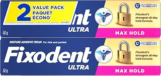Fixodent Ultra Max Hold Secure Denture Adhesive for Full and Partial Denture Wearers 62g (2 Pack)
