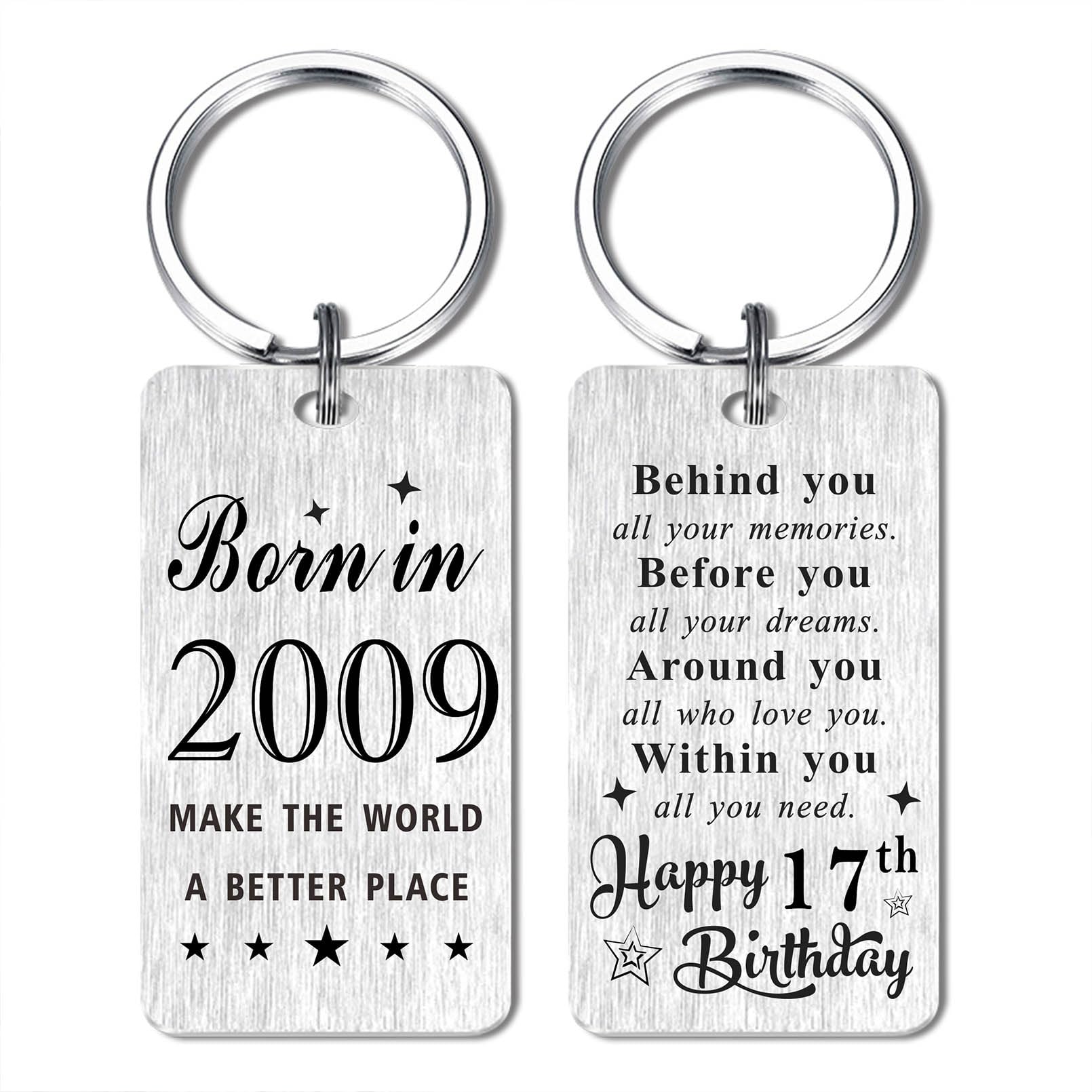 Gezxin Happy Birthday Keychain Gifts for Women Men- Personalized Steel Bday Keyc