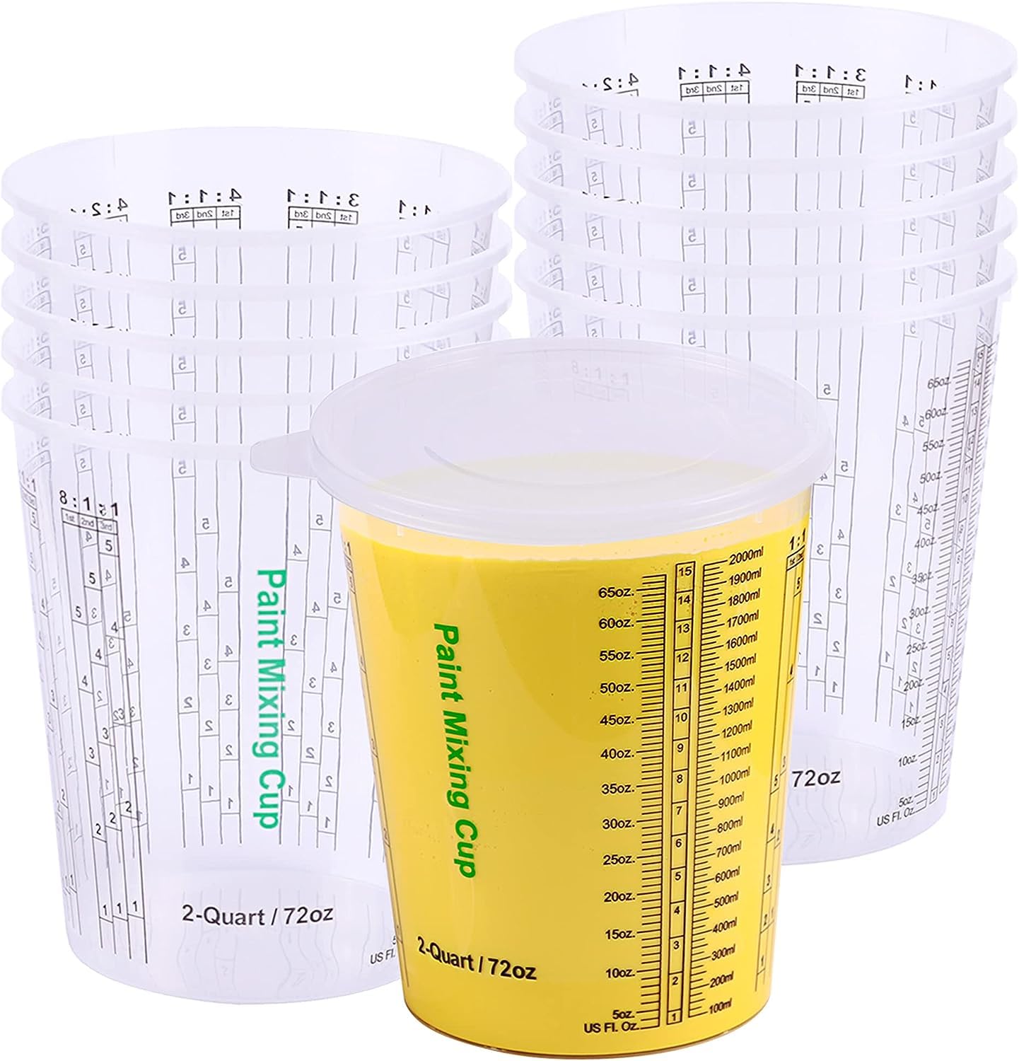 CANOPUS Paint Mixing Cups for Epoxy and Resin, 72oz (Pack of 12) with 3 Lids Gra