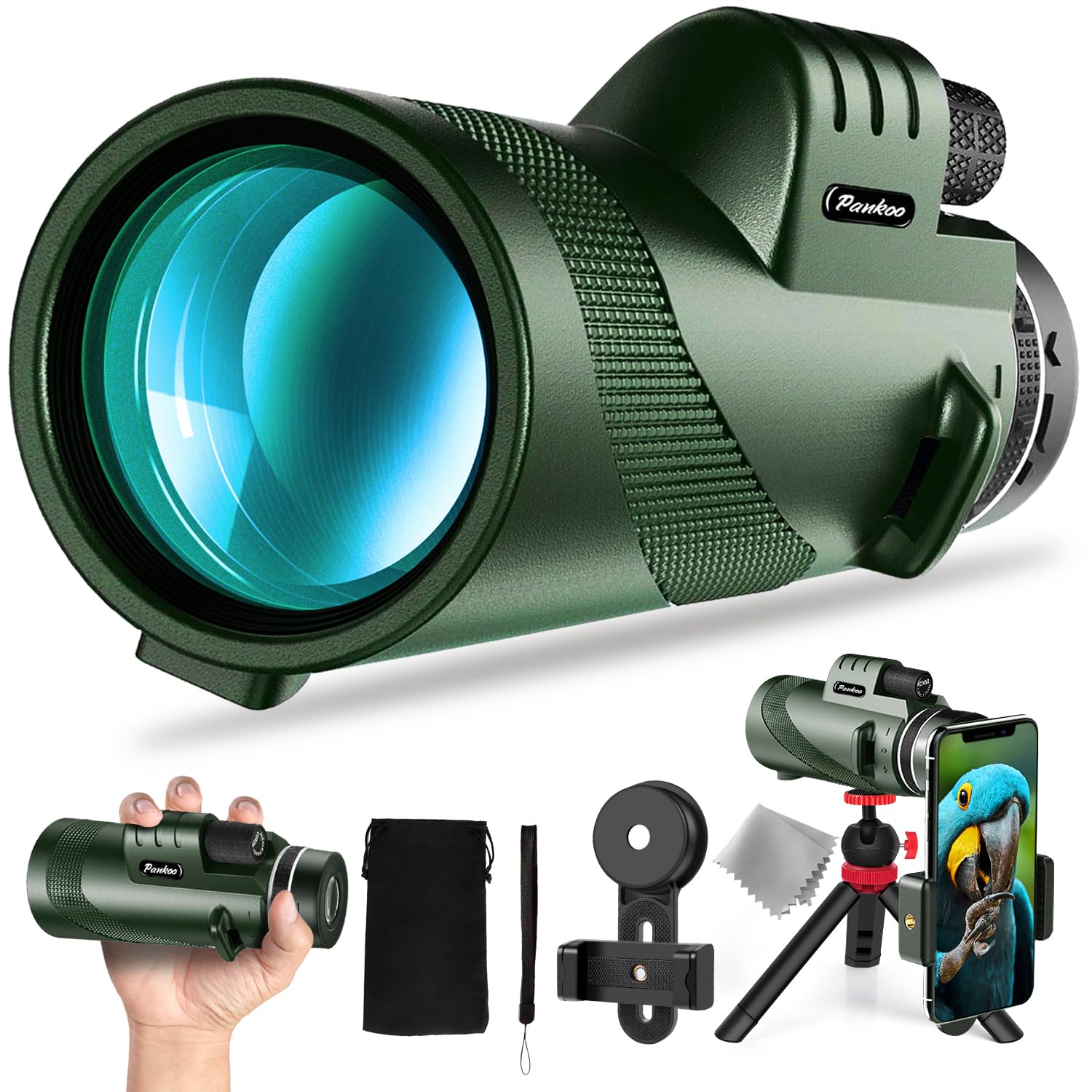 40X60 Monocular Telescope with Smartphone Holder& Tripod, High Power Nitrogen-Fi
