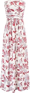 GRACE KARIN Women Strapless Dress Casual Loose Ruched Long Maxi Dress with Pockets