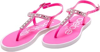 bebe Girls Sandals Open Toe Flat Thong T Strap with Ankle Strap