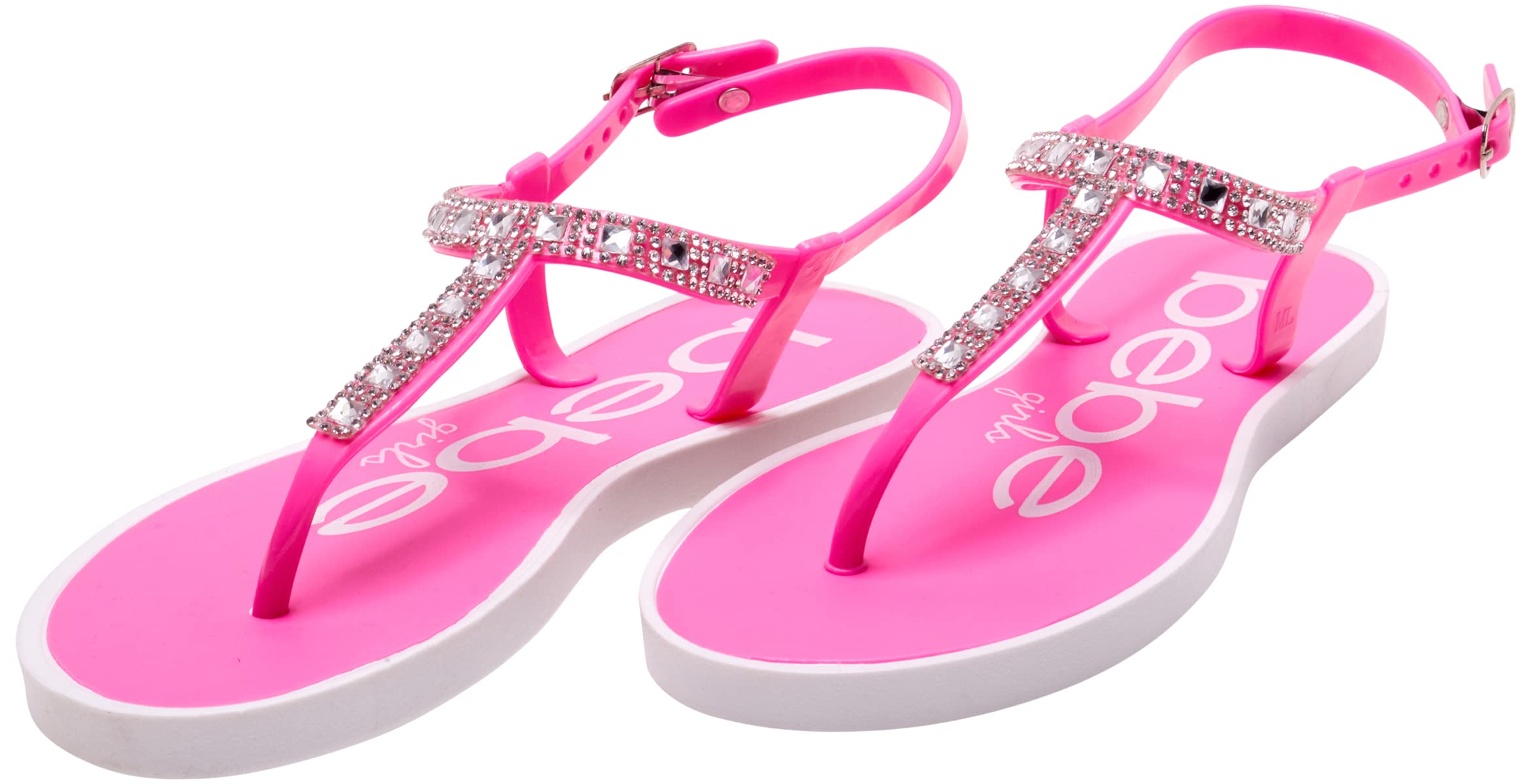 bebe Girls Sandals Open Toe Flat Thong T Strap with Ankle Strap