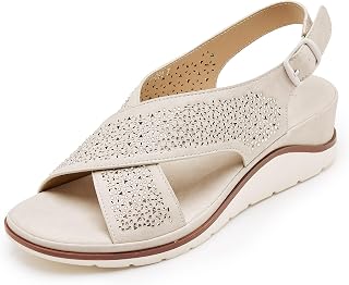 Rhinestone Slingback Wedge Sandals for Women, Open Toe Dressy