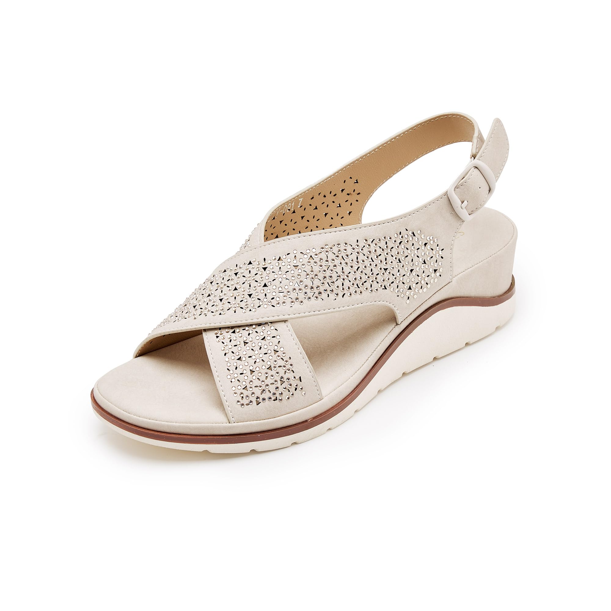 Rhinestone Slingback Wedge Sandals for Women, Open Toe Dressy