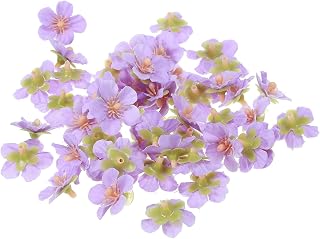 50 Pcs Artificial Cherry Blossom Heads Silk Flower Heads for Wedding Floral Bouquet Decoration DIY Crafts (Purple-1 inch)
