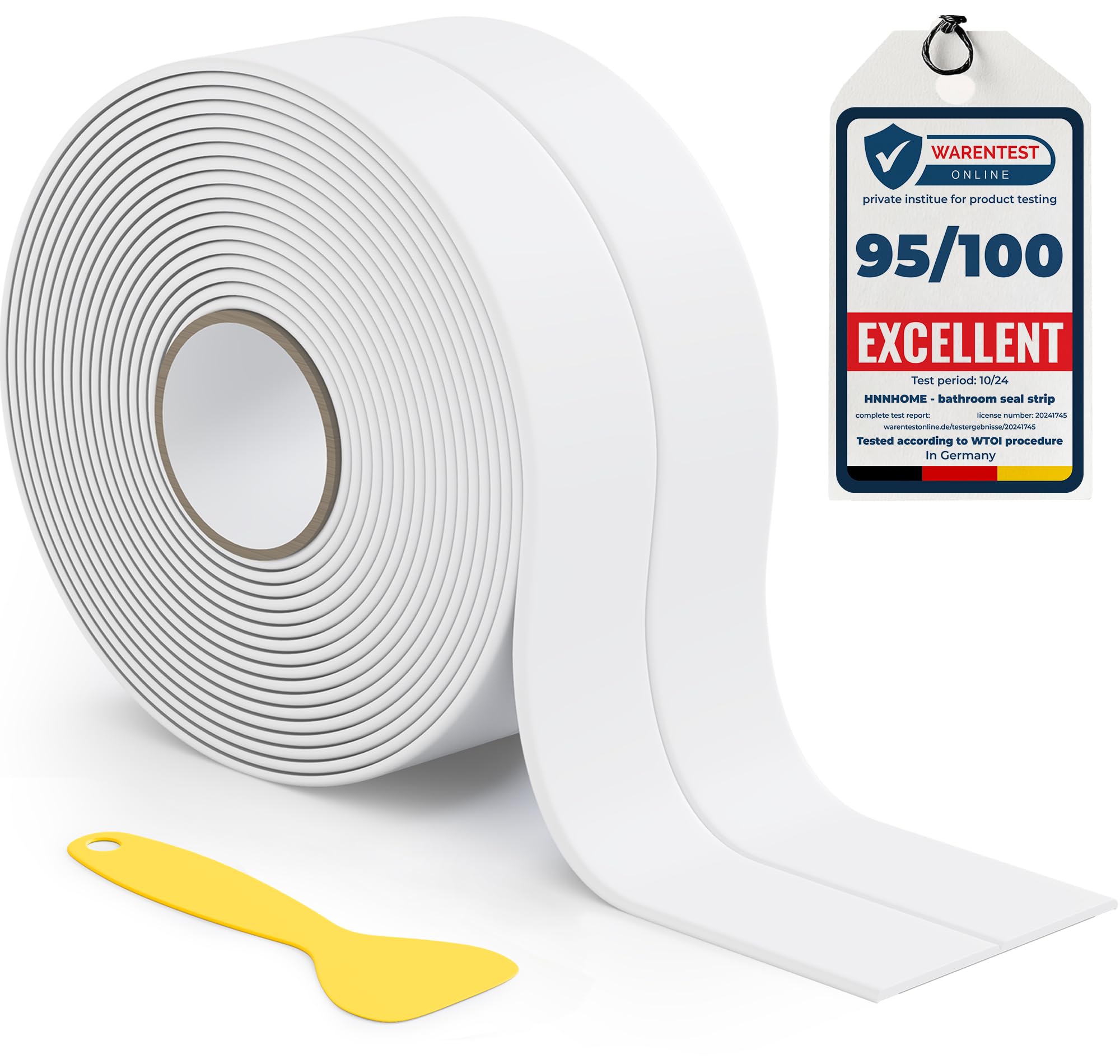 HNNHOME White Waterproof Bath Sealant Strip for Bathroom and Kitchen Gaps | 1 x 