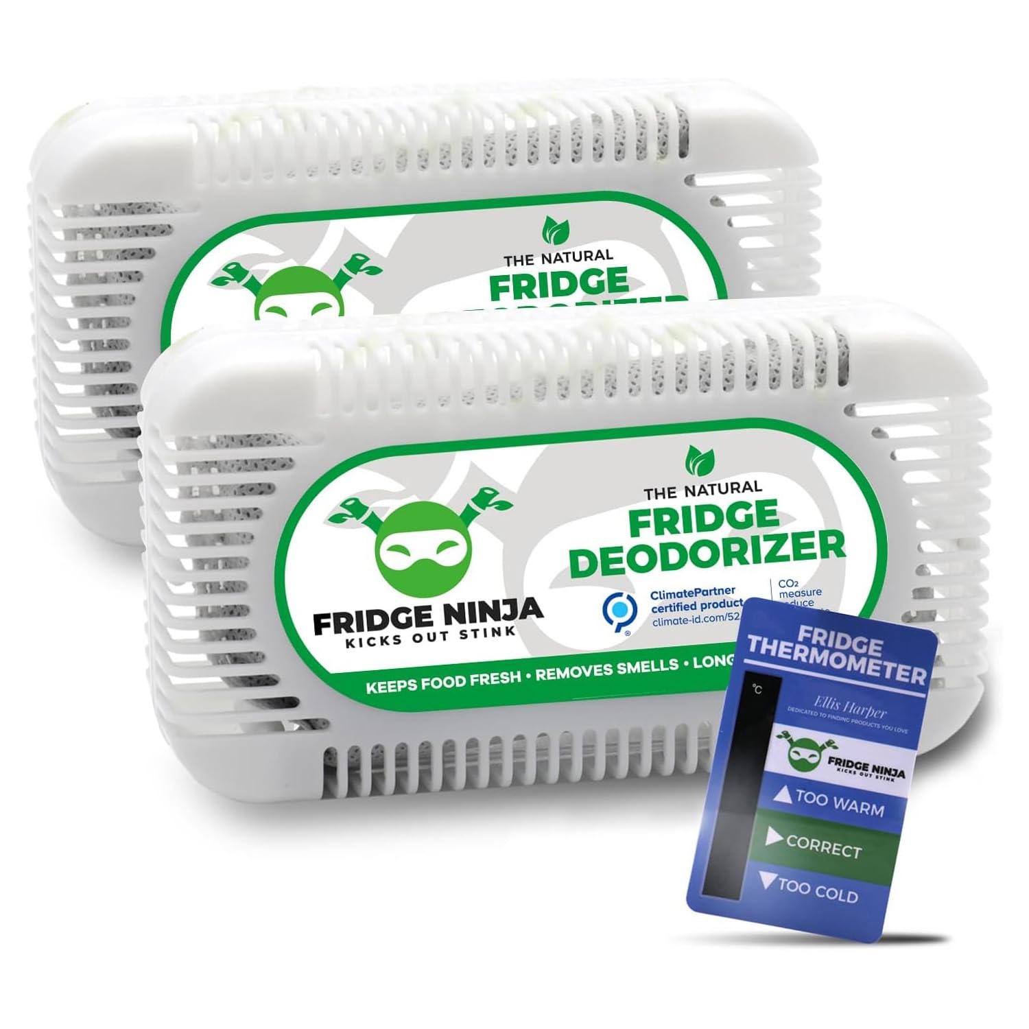 Fridge Ninja Fridge Deodoriser & Freshener, Activated Charcoal, 2 Pack
