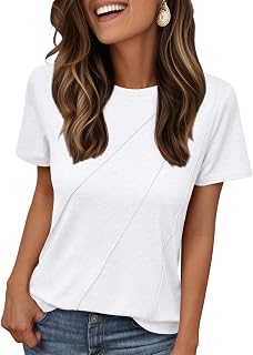 Womens Summer Casual Tops Fashion Crewneck Short Sleeve Tshirts