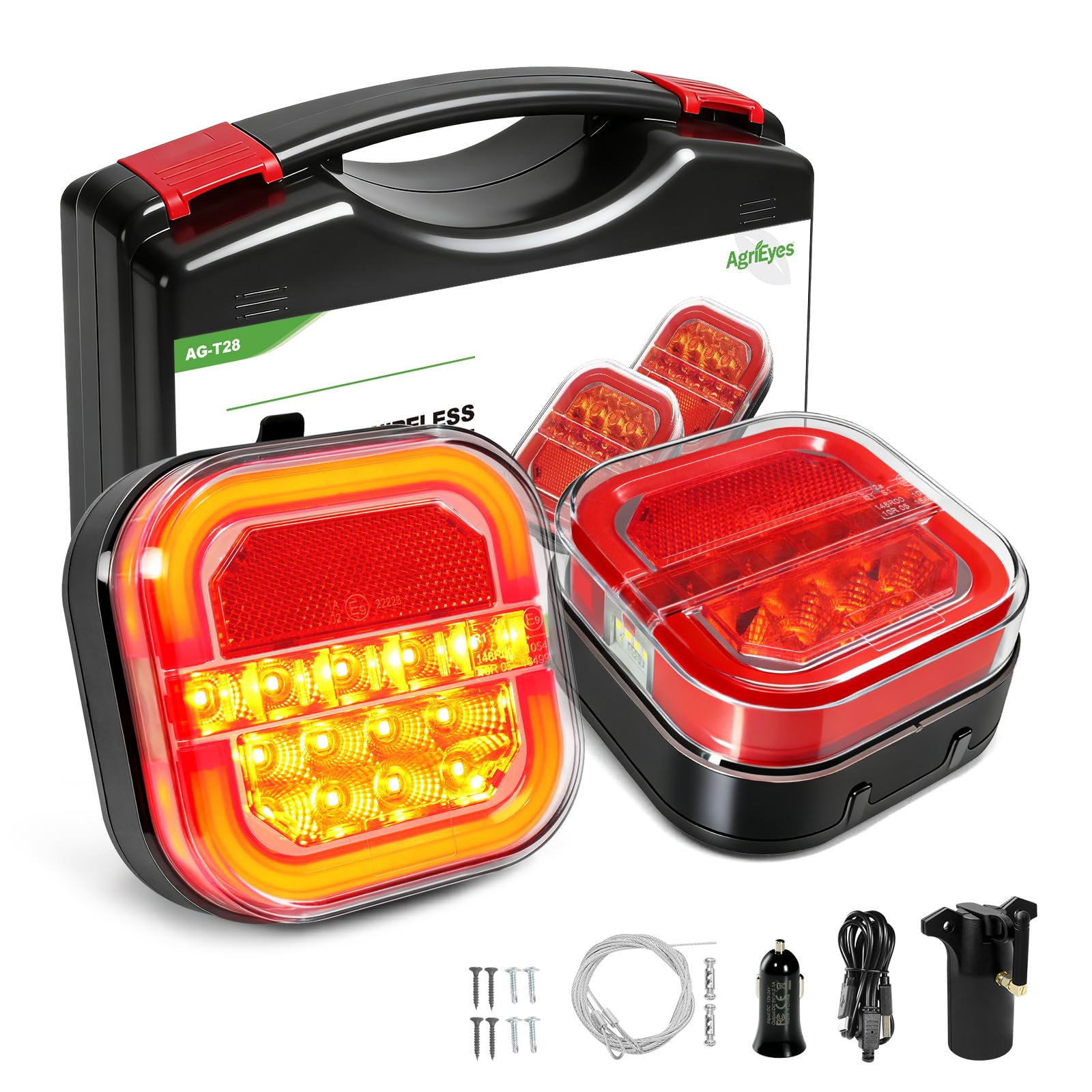 Agrieyes Wireless Trailer Lights, Magnetic Tow Tail Light Kit (T28) | 2 Mounting