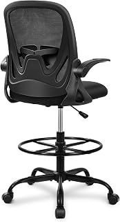 Office Chair Primy Ergonomic Desk Chair with Adjustable Lumbar Support and Height, Swivel Breathable Desk Mesh Computer Chair with Flip up Armrests (Black)