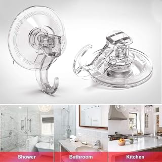 Elegear Suction Hooks for Bathroom, Max 3Kg Heavy Duty, 4 Pack, Clear