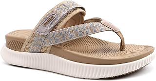 KuaiLu Orthopedic Flip Flops for Women Arch Support Adjustable Thick Athletic Padded Recovery Hiking Sandals for Women Fashion Comfortable Flip Flops Slides