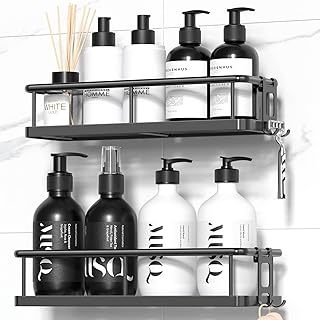 YASONIC Shower Caddy Adhesive, 100% Rustproof Shower Shelves 2 Piece | Large Capacity Shower Organizer, No Drilling Bathroom Organizers and Storage