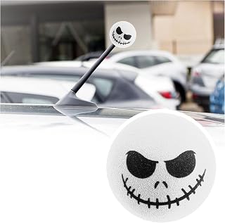 Halloween Skull Spooky Smile Car Antenna Topper,Cute Antenna Toppers for Vehicles as Halloween Cars Decor,Funny Antennas Balls for Cars Exterior Accessories Fit Car Truck SUV (White)
