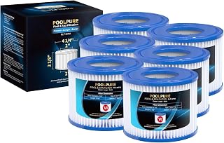 POOLPURE 6 Filter VI for Pool, Filter Cartridges VI for Lay-Z-Spa | Miami Monaco Vegas, PoolFilter Replaces the original cartridge 58323, Pool Filter VI, 10.5 × 7.9 cm