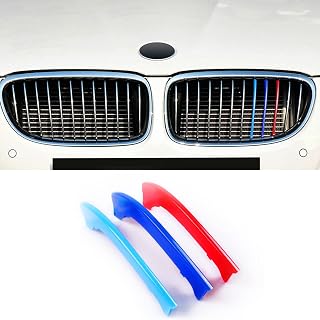 HUAPX Colored Front Grille Insert Trims, 3pcsStripe Grille Insert Trims Comaptible with 2009-2012 E90 E91 LCI 3Series 325i 328i 330i 335i W/Standard Kidney Grill (2009-12 E90 E91 3series 12 Beams)