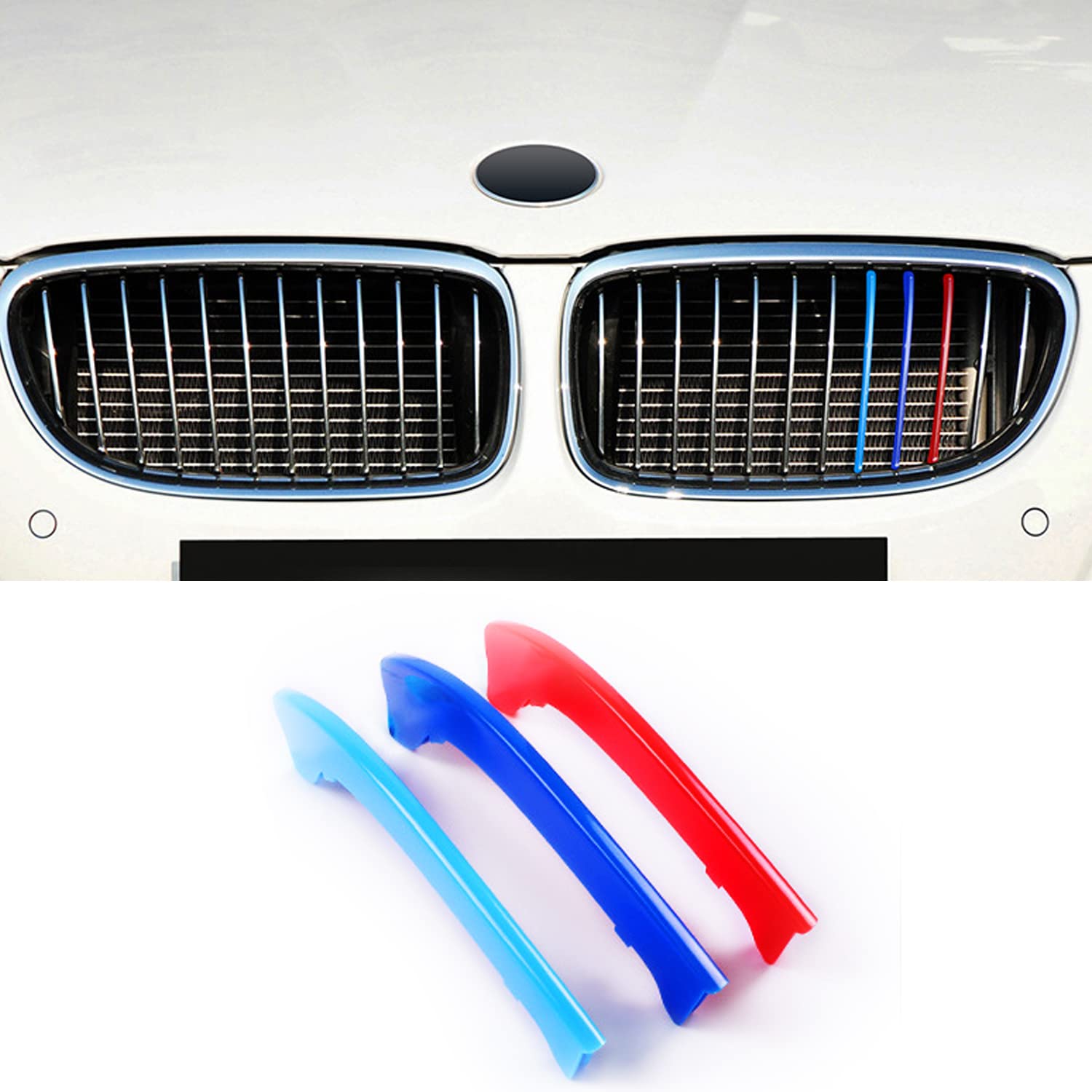 HUAPX Colored Front Grille Insert Trims, 3pcsStripe Grille Insert Trims Comaptib