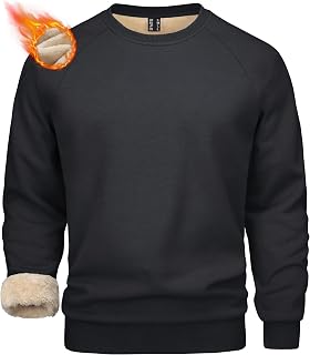 MAGCOMSEN Felpe da uomo foderate in sherpa, pullover in pile pesante, calda felpa invernale girocollo