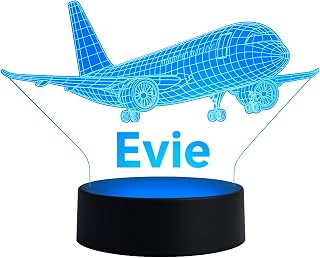 Personalised Aeroplane Night Light for Boys – Custom Name 3D LED Plane Lamp with Remote, 16 Colour Kids Bedroom Light, Birthday Gifts for Boys Age 5-12, Plane Gift for Pilots & Aviation Fans