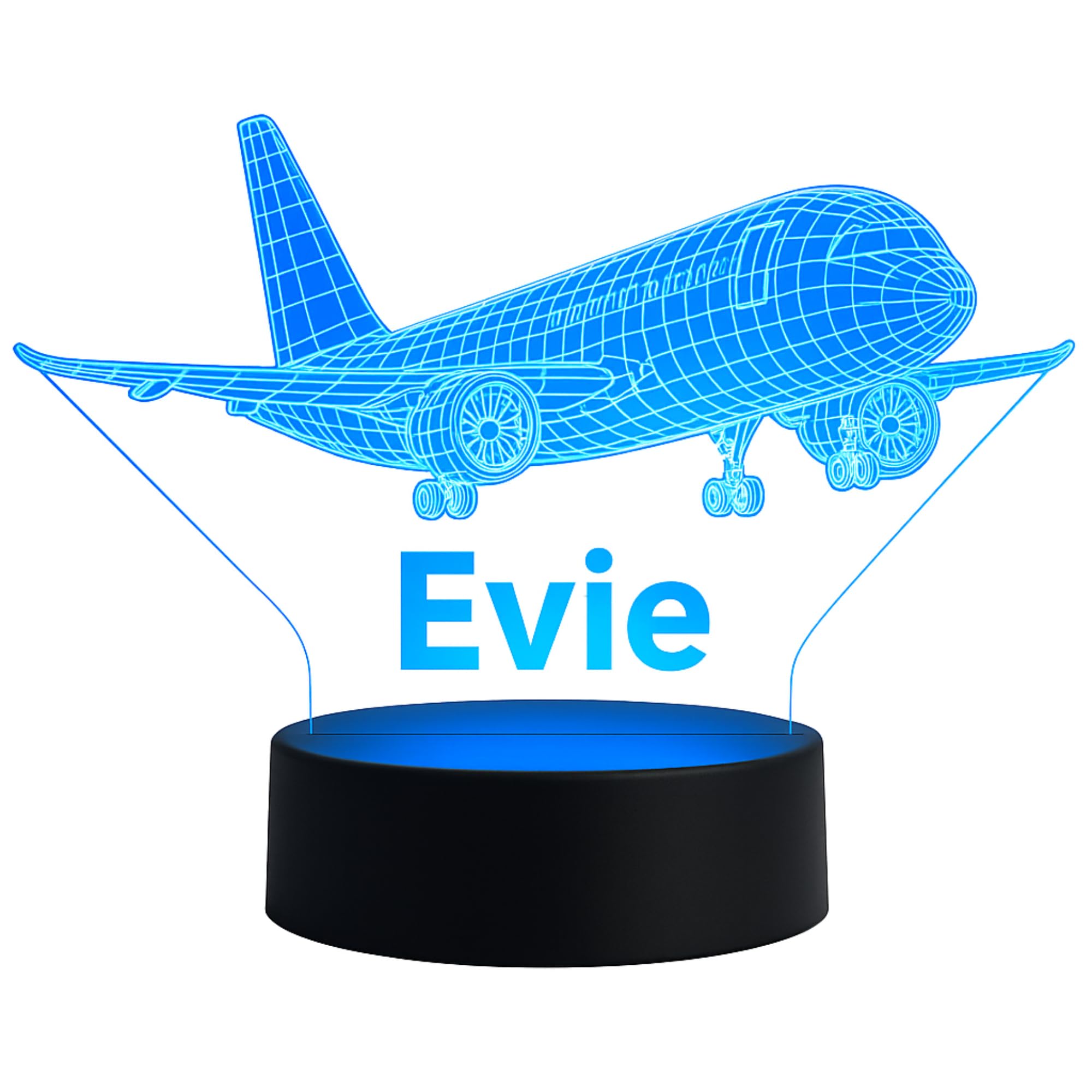 Personalised Aeroplane Night Light for Boys – Custom Name 3D LED Plane Lamp with