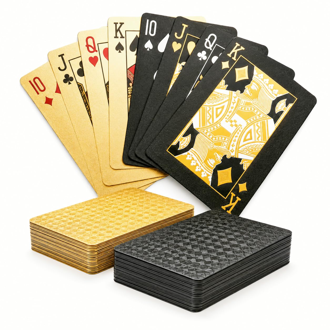 2 Pack Black Gold Waterproof Plastic Playing Cards | 100% Plastic, HD Waterproof