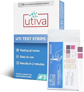 Utiva UTI Test Strips, 2-Minute Urinary Tract Home Test Kit, 3 Tests | Detects leukocytes and nitrites, easy-read urine results for women and men at home