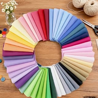 50 Pieces Cotton Patchwork Fabrics, 100% Twill Cotton, Pack of 50 DIY Cartoon Print Kraft Fabrics, Handmade, Sewing DIY Craft Patchwork, 50 Kinds Corlor 10cm x 10cm (W)