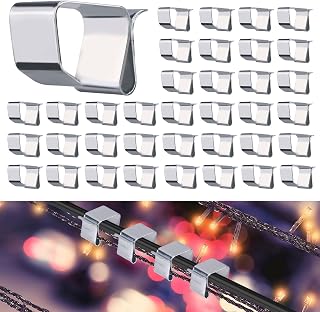 50 Pcs Christmas Lights Gutter Hooks, Galvanized Christmas Lights Clips Easy to Install Christmas Hooks for Outdoor Indoor Holiday Decorations String Lights