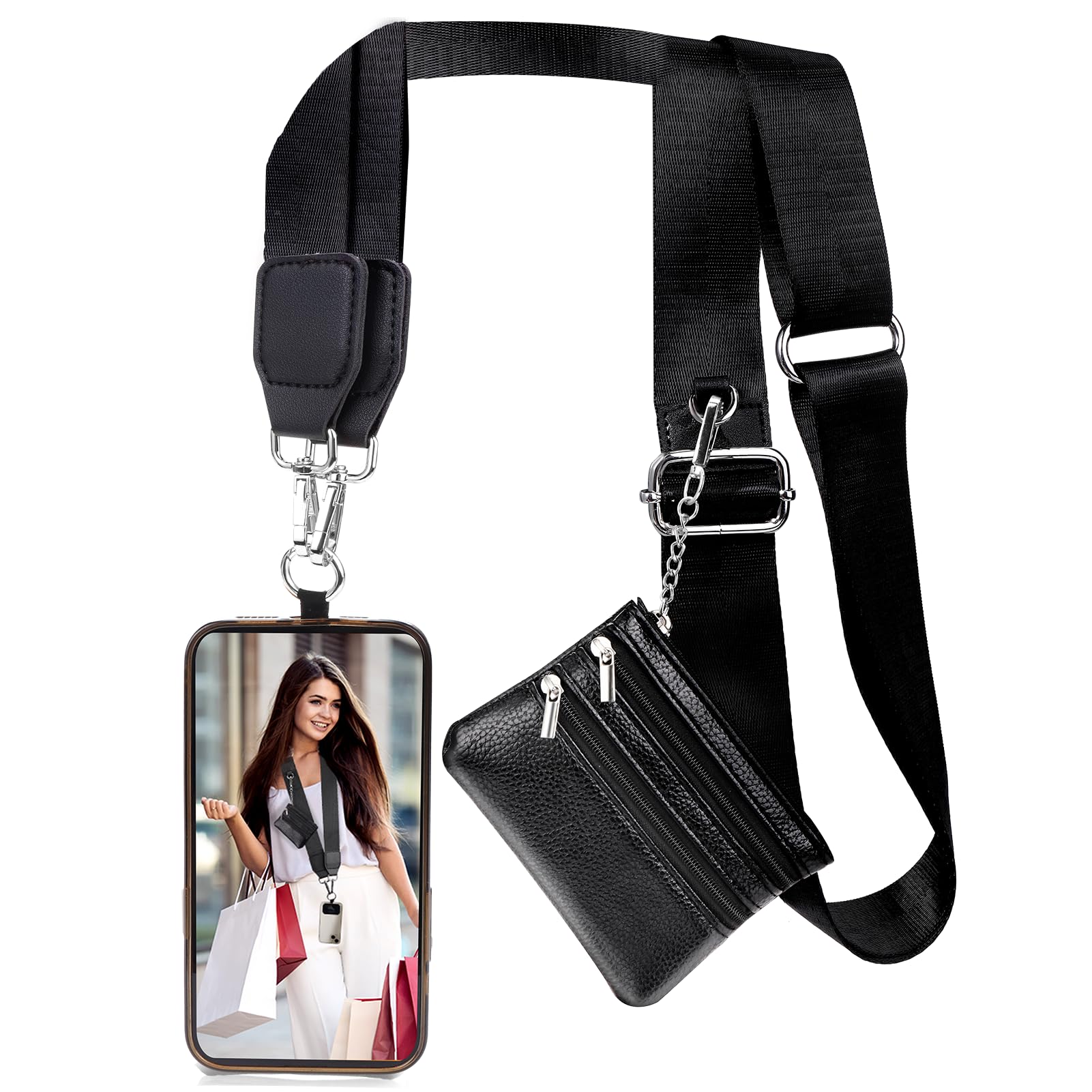 XANGNIER Clip and Go Strap for Phone with Wallet Crossbody,Black | Cell Phone La