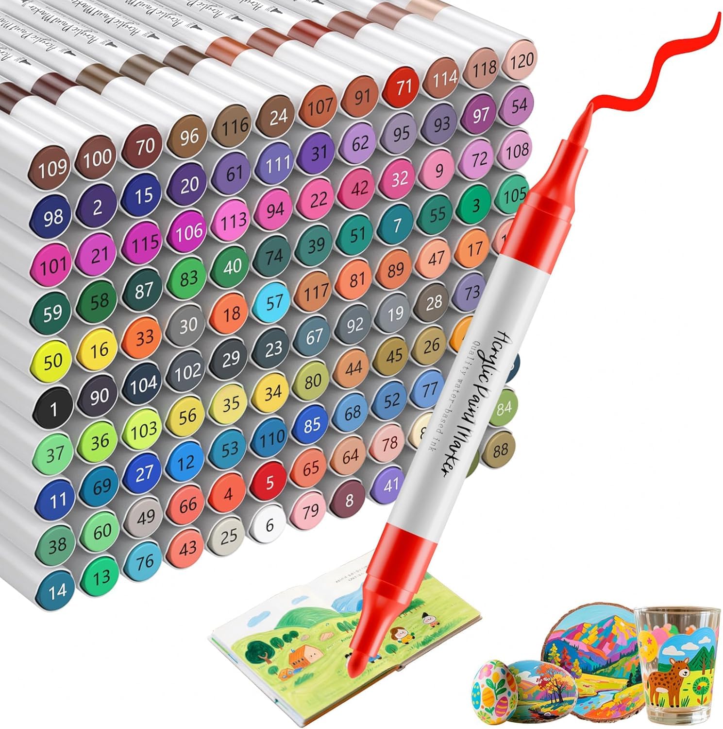 120 x 80 Colours Double Tip Acrylic Marker Pens
