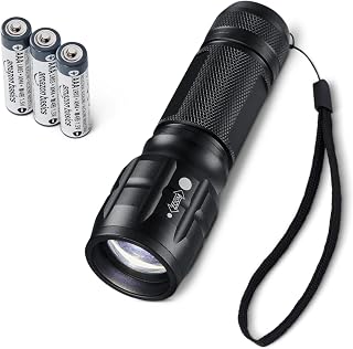 Amazon Basics Tactical LED Flashlight with 3 Light Modes - 140 Lumen Zoomable Torch - Water Resistant Aluminum Flashlight with Lanyard - Batteries Included - Black