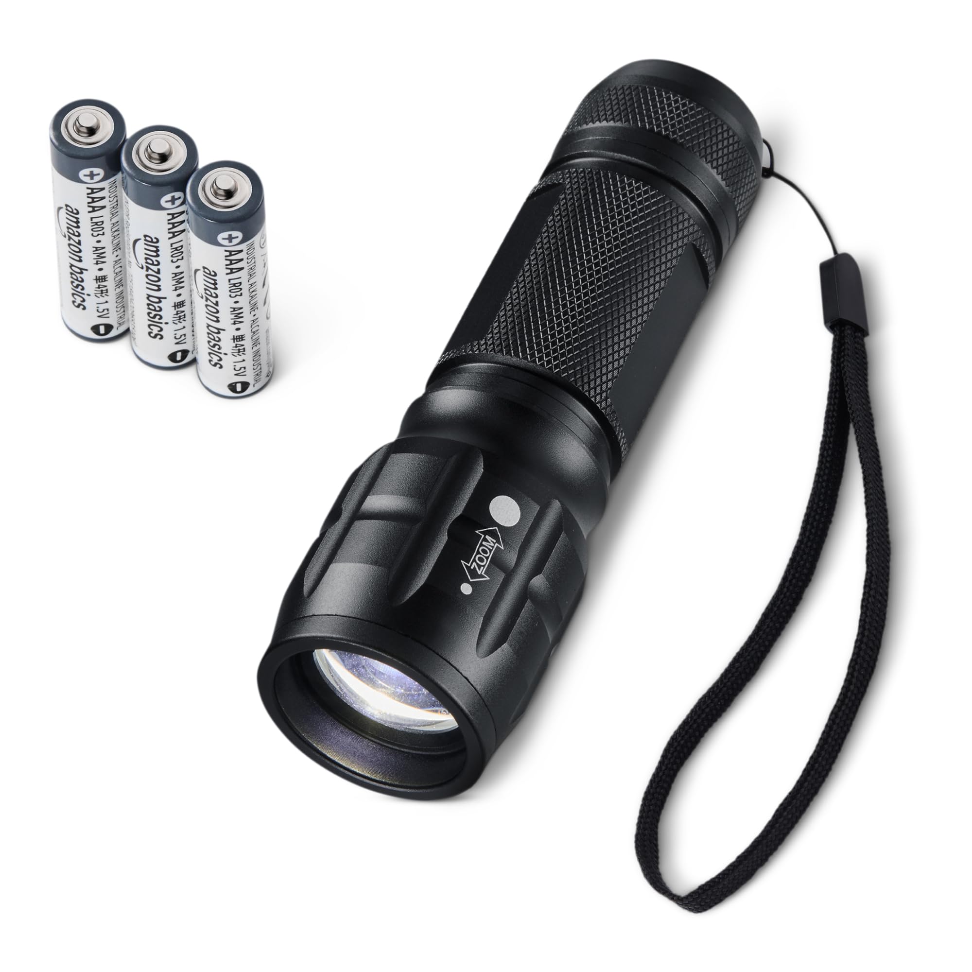 Amazon Basics Tactical LED Flashlight with 3 Light Modes - 140 Lumen Zoomable To