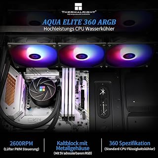 Thermalright Aqua Elite 360 ARGB Liquid CPU Cooler, 360 AIO Cooling Units, 3 x 120mm PWM Fans, for AM4/AM5, lga1851/1700